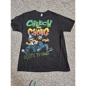 Cheech And Chong Get It Legal Graphic Black Short Sleeve Shirt Size Medium